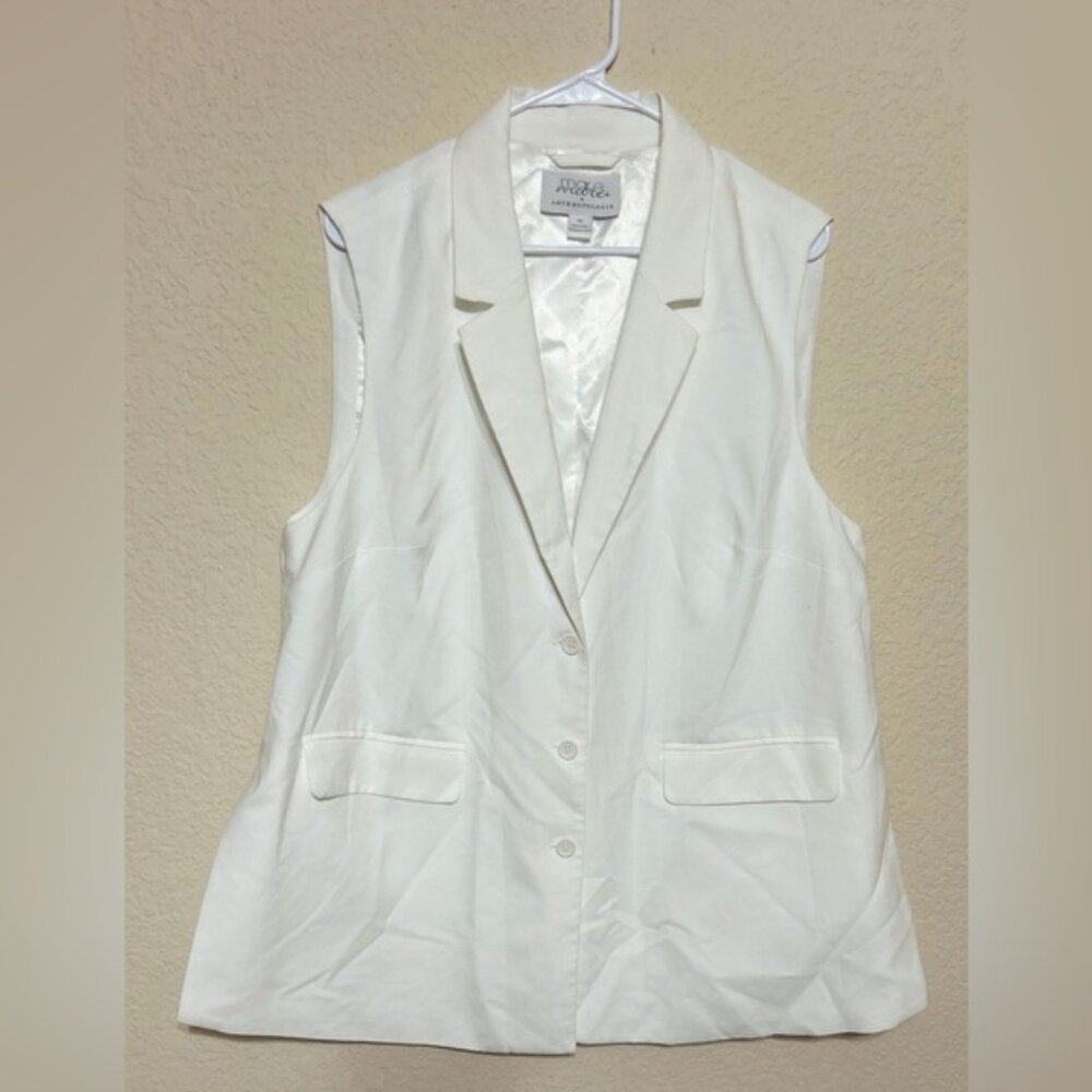MARE MARE X ANTHROPOLOGIE  White Vest Size 1X Minimalist Matured Office